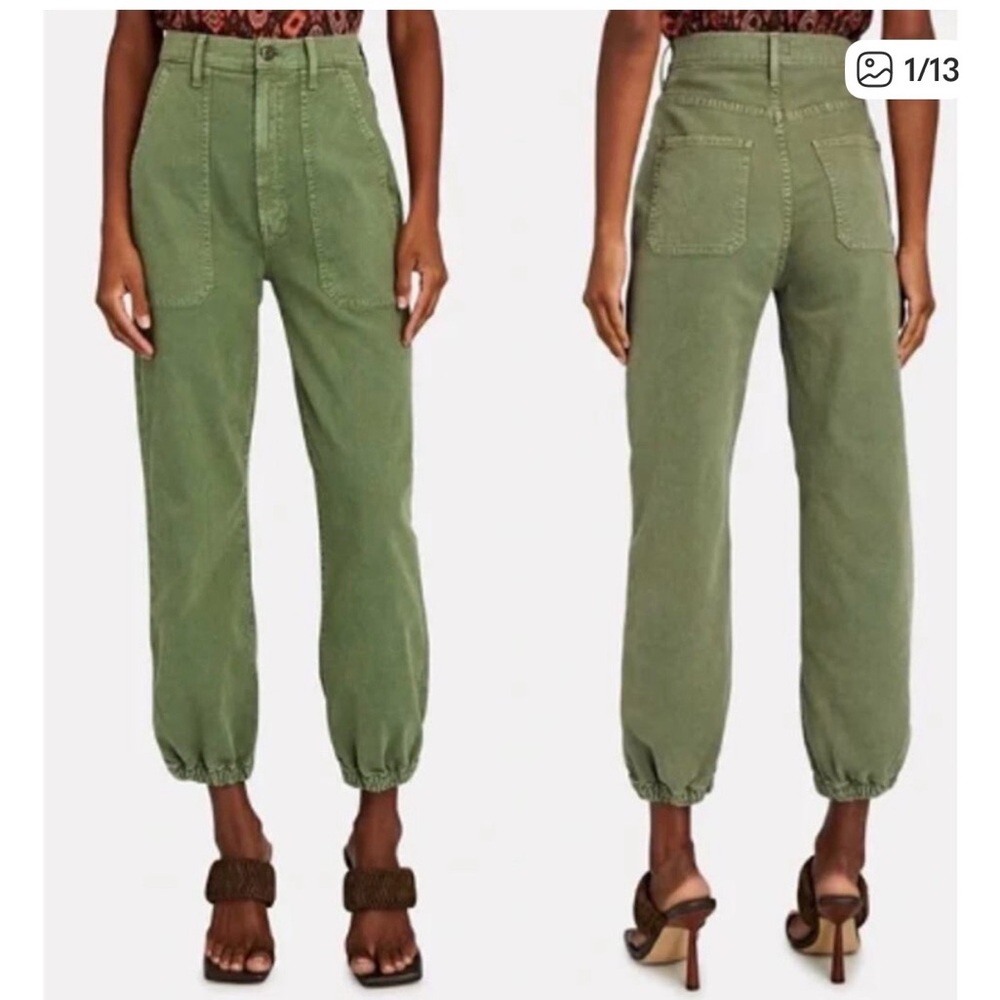 Mother The Wrapper Patch Springy Ankle Jeans in Army Green Size 27